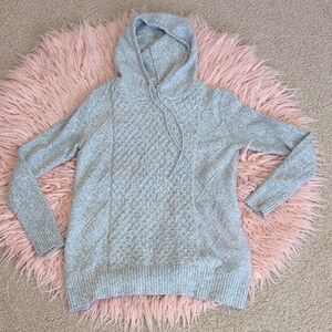 American Eagle Outfitters Light Gray Cable Knit Hoodie